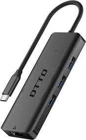 img 3 attached to 🔌 DTTO 6-in-1 USB-C Hub with 4K@60Hz HDMI, 1Gbps RJ45 Ethernet Adapter, 90W PD Power Delivery, 3X USB 3.0 Ports, Thunderbolt 3 Multiport Dongle for MacBook, iPad Pro, XPS, and More - Space Grey