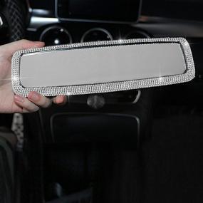 img 1 attached to 💎 Sparkling Crystal Diamond Rhinestone Car Rear View Mirror for Women - Silver