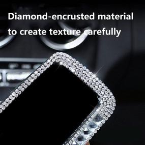 img 2 attached to 💎 Sparkling Crystal Diamond Rhinestone Car Rear View Mirror for Women - Silver