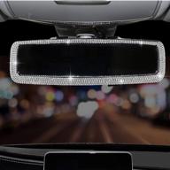 💎 sparkling crystal diamond rhinestone car rear view mirror for women - silver logo