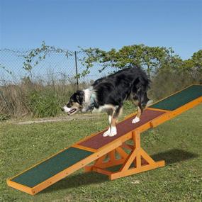 img 3 attached to Versatile and Vibrant Wooden Pet Seesaw for Dogs: Enhance Agility and Train Obedience with Relaxdays, 54 x 180 x 30 cm, Brown
