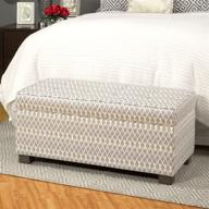 gray diamond upholstered large rectangle storage bench by homepop logo