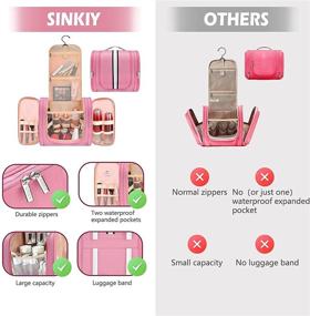 img 1 attached to 🧳 Water-Resistant Hanging Travel Toiletry Bag Organizer with Hook - SINKIY Large Cosmetic Makeup Bag for Shampoo, Full Sized Container, Toiletries (Pink-new)