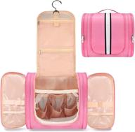 🧳 water-resistant hanging travel toiletry bag organizer with hook - sinkiy large cosmetic makeup bag for shampoo, full sized container, toiletries (pink-new) logo