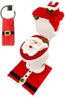 🎅 5-piece christmas santa theme bathroom decoration set: toilet seat cover, rugs, tank cover, toilet paper box cover, and santa towel for xmas indoor décor and party favors - joyin logo