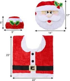 img 1 attached to 🎅 5-Piece Christmas Santa Theme Bathroom Decoration Set: Toilet Seat Cover, Rugs, Tank Cover, Toilet Paper Box Cover, and Santa Towel for Xmas Indoor Décor and Party Favors - JOYIN