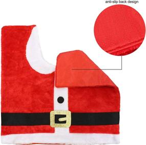 img 2 attached to 🎅 5-Piece Christmas Santa Theme Bathroom Decoration Set: Toilet Seat Cover, Rugs, Tank Cover, Toilet Paper Box Cover, and Santa Towel for Xmas Indoor Décor and Party Favors - JOYIN