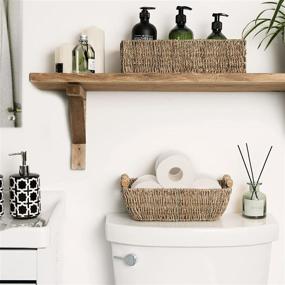 img 3 attached to 🧺 StorageWorks Small Wicker Baskets: Stylish Seagrass Storage with Wooden Handles, 12"L x 7.1"W x 4.5"H, 1-Pack