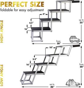 img 1 attached to 🐾 GOHORA Portable Dog Steps for Cars and SUVs - Large and Small Dog Ramp with Foldable Stairs - Aluminum Pet Ladder for Pickup Trucks, RVs, and Tall Beds - Non-Slip Surface, Lightweight, Max Load 150 lbs