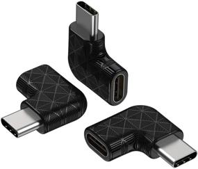 img 4 attached to 🔌 3 Пак USB C переходников под прямым углом - 90 градусов USB C к USB Type-C мужской к женскому переходнику. Поддерживает USB-C 3.1 PD 100W быструю зарядку и передачу данных 480 Мб/с - Черный