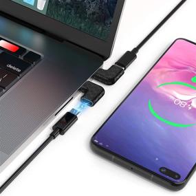 img 1 attached to 🔌 3 Пак USB C переходников под прямым углом - 90 градусов USB C к USB Type-C мужской к женскому переходнику. Поддерживает USB-C 3.1 PD 100W быструю зарядку и передачу данных 480 Мб/с - Черный