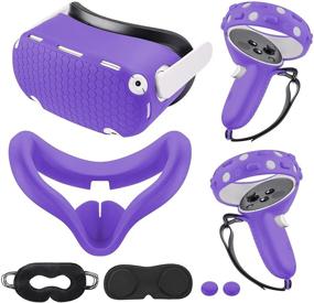 img 4 attached to 🟣 Enhance Your Oculus Quest 2 Experience with Silicone Face Cover, VR Shell, Grip & Lens Covers, and More in Purple