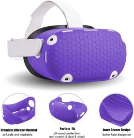 img 3 attached to 🟣 Enhance Your Oculus Quest 2 Experience with Silicone Face Cover, VR Shell, Grip & Lens Covers, and More in Purple