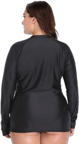 img 2 attached to 👚 ATTRACO Plus Size Long Sleeve Rash Guard Swimsuit Top with Zipper for Women