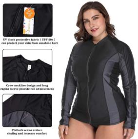 img 3 attached to 👚 ATTRACO Plus Size Long Sleeve Rash Guard Swimsuit Top with Zipper for Women