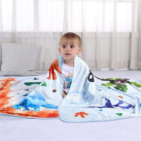 img 3 attached to Dinosaur Watercolor Blanket for Boys - 47'' x 59'' Cooling Blanket for Hot Sleeper Kids, Night Sweat Relief, Lightweight Breathable Cooling Blankets, Double Sided Cold Cool Blanket for Travel, Couch, Bed