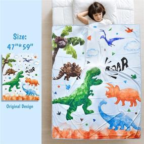 img 1 attached to Dinosaur Watercolor Blanket for Boys - 47'' x 59'' Cooling Blanket for Hot Sleeper Kids, Night Sweat Relief, Lightweight Breathable Cooling Blankets, Double Sided Cold Cool Blanket for Travel, Couch, Bed