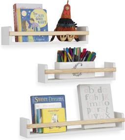 img 1 attached to Utah White Wall Mount Nursery Décor Kids Bookshelf Floating Shelves Set of 3 - Book and Photo Display in Varying Sizes