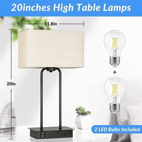 img 1 attached to 💡 Set of 2 20’’H 3-Way Touch Control Table Lamps with Dimmable Feature, 2 USB Ports, AC Outlet, and Bulbs Included - Modern Bedside Nightstand Lamps for Living Room, Bedroom, Office, Hotel, End Tables, and Reading Desks