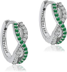 img 3 attached to 💎 15mm Diameter Sterling Silver Infinity Twist Braid Huggie Hoop Earrings for Women Girls, Featuring Created or Simulated Gemstone & White CZ