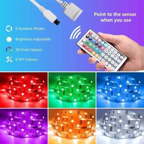 img 3 attached to 🌈 32.8ft RGB LED Light Strips with 44 Key Remote and 12V Power Supply - Ideal for Bedroom, TV Backlight, Kitchen, Bar - Color Changing Tape Light for Enhanced Ambiance