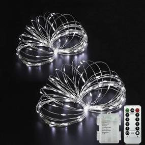 img 4 attached to 🎄 BEEWIN 2 Pack 16.5ft 50L Copper String Lights: Stunning Fairy Lights with Remote Control for Christmas Tree, Garden Party, and More!