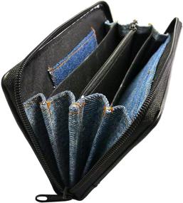 img 2 attached to Bijoux De Ja Women Blue Denim Money Zip Around Wallet: The Ultimate Wristlet Purse Clutch