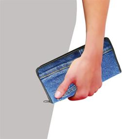 img 1 attached to Bijoux De Ja Women Blue Denim Money Zip Around Wallet: The Ultimate Wristlet Purse Clutch