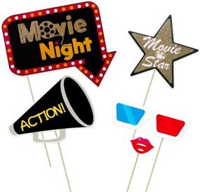 img 2 attached to 🎥 Captivating Movie Night Photo Props: LUOEM Movie Party Decoration Supplies - Pack of 21!