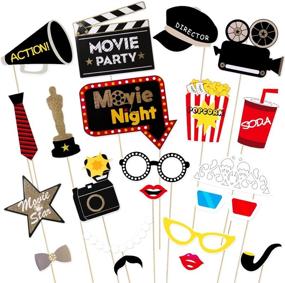 img 4 attached to 🎥 Captivating Movie Night Photo Props: LUOEM Movie Party Decoration Supplies - Pack of 21!