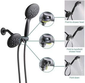 img 2 attached to Enhance Your Shower Experience with the POP Matte Black Dual Shower Head Combo, High Pressure Rain Shower Head And Handheld Shower Wand - 35 Setting Dual 2 in 1 Shower Head with Extra Long Hose and Patented 3-way Water Diverter