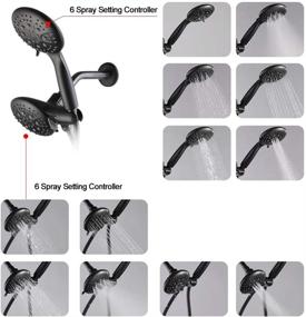 img 3 attached to Enhance Your Shower Experience with the POP Matte Black Dual Shower Head Combo, High Pressure Rain Shower Head And Handheld Shower Wand - 35 Setting Dual 2 in 1 Shower Head with Extra Long Hose and Patented 3-way Water Diverter