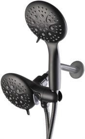 img 4 attached to Enhance Your Shower Experience with the POP Matte Black Dual Shower Head Combo, High Pressure Rain Shower Head And Handheld Shower Wand - 35 Setting Dual 2 in 1 Shower Head with Extra Long Hose and Patented 3-way Water Diverter