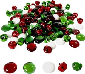 img 4 attached to Stunning llxieym Christmas Glass Gems Beads - 90 Pieces with Jingle Bells in Color 1 - Perfect Vase Filler for Party, Table Scatter, and Christmas Decoration!