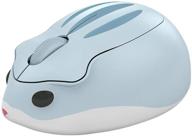 🐹 симпатичная мышка в форме хомячка с беспроводным соединением 2,4 ггц: бесшумная портативная оптическая мышь для компьютера pc, ноутбука, macbook - идеальный подарок для девочек (синий) логотип