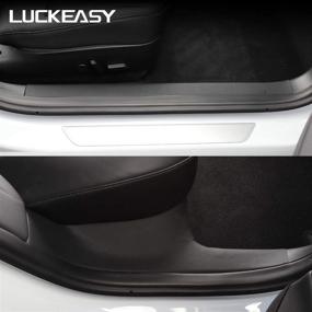 img 2 attached to 🚗 LUCKEASY Tesla Model 3 Original Car Black Anti-scratch Stickers, Door Sill Protective Film for New Car Modification (M3-GL07L)