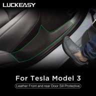 🚗 luckeasy tesla model 3 original car black anti-scratch stickers, door sill protective film for new car modification (m3-gl07l) logo