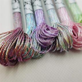 img 3 attached to 🧵 KCS 6 Skeins Metallic Variegated Pearl Shiny Embroidery Floss (Multicolored 2): Perfect for Cross Stitch & Needlework Projects!