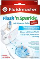 улучшенная система очистки унитаза flush 'n sparkle automatic toilet bowl cleaning system от fluidmaster 8100 с синей картриджей. логотип