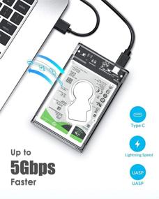 img 3 attached to 💻 Внешний корпус ORICO 2,5 дюйма 6 Гбит/с SATA в USB C 3.1 Gen2 - Бесинструментальный прозрачный адаптер жестких дисков для HDD/SSD 7/9,5 мм - Поддерживает UASP, до 4 ТБ - Совместим с Samsung, Xbox, PS4, маршрутизаторами - 2139C3-CR