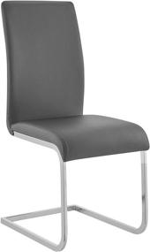 img 3 attached to Armen Living Amanda Dining Chair Set of 2 - Grey Faux Leather with Chrome Finish | Height: Kitchen & Dining