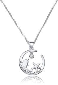 img 4 attached to 🐬✨ KUIYAI I Love You to The Beach and Back Necklace: Embrace the Beach with Dancing Dolphin & Lucky Starfish Pendant - Perfect Jewelry for Beach Lovers