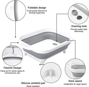 img 1 attached to 🍽️ 4-в-1 складная разделочная доска с дуршлагом: многофункциональная пластиковая силиконовая мойка для фруктов, овощей, пикника и кемпинга