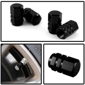 img 2 attached to 🚗 Enhance Your Ride with iJDMTOY (4) Hexagon-Shape Black Aluminum Tire Valve Caps