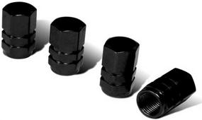 img 4 attached to 🚗 Enhance Your Ride with iJDMTOY (4) Hexagon-Shape Black Aluminum Tire Valve Caps