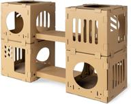 🏠 navaris modular cardboard cat house: diy corrugated cardboard play tower condo for small cats, kittens, rabbits - 4 cubes with 2 bridges logo