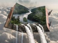 🏞️ waterfall in the book forest - diy 5d diamond painting kit, crystal rhinestone full drill embroidery craft for adults and beginners, diamond arts home decor logo