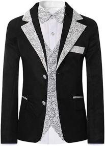 img 3 attached to 💼 Boys' Performance Suits & Sport Coats: Patterned Blazer with Bowtie - Pieces Clothing