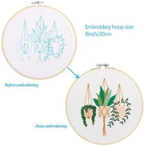 img 1 attached to Embroidery Starter Kit: 3 Pack Full Range Stamped Pattern Set with Fabric, Hoops, Color Threads, and Tools for Floral Plants Design