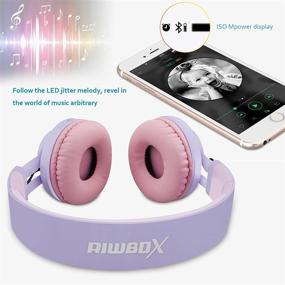 img 1 attached to 🎧 Riwbox WT-7S Беспроводные наушники Bluetooth с LED-подсветкой, складной стерео-гарнитура с микрофоном и регулировкой громкости для ПК, мобильных телефонов, телевизоров, iPad - фиолетовый